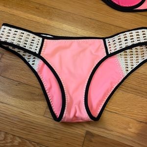 Coral Victoria Secret bikini bottoms. Crochet sides. Size M.